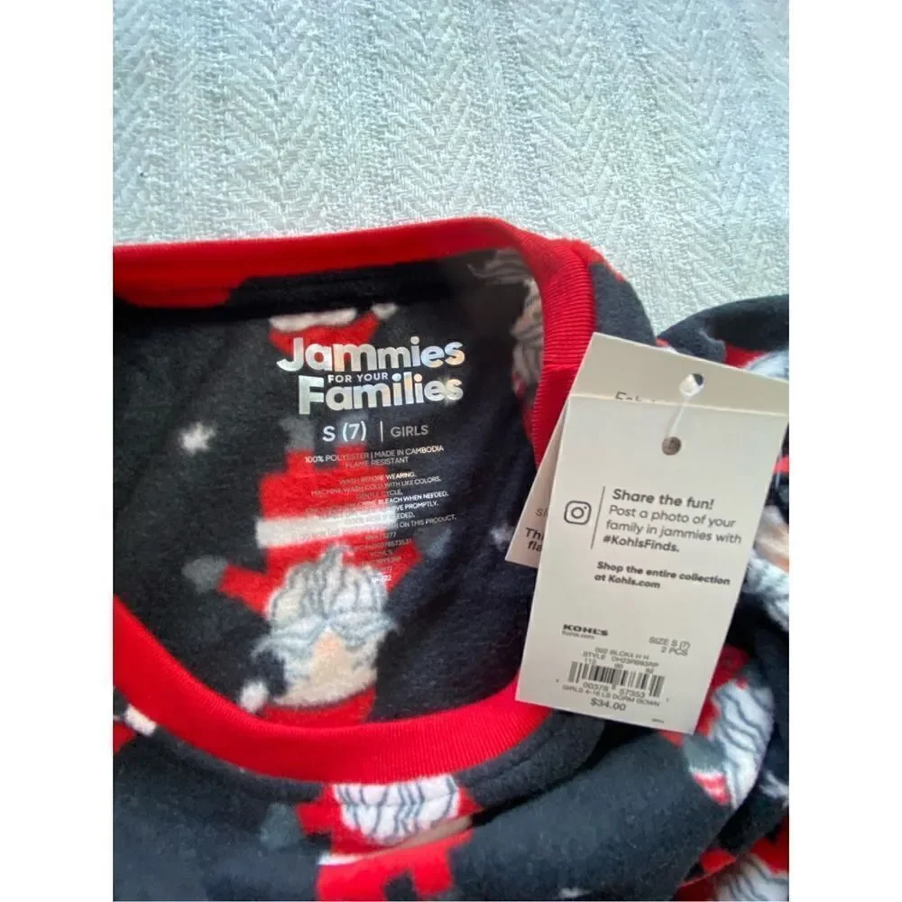 Jammies For Your Families Girls Size S(7) Ho Ho Ho Microfleece Nightgown & Doll